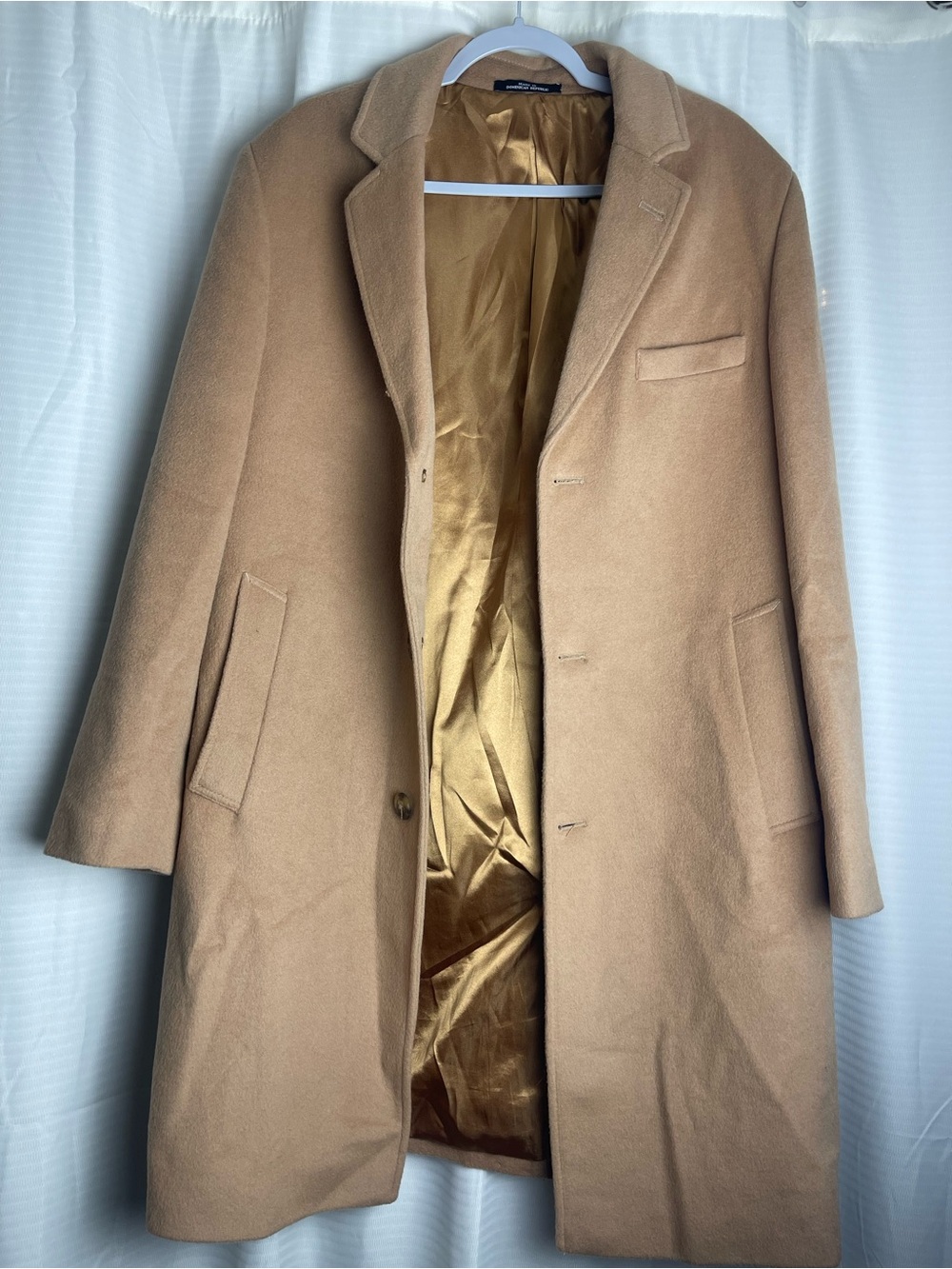 Men's Camel Single-Breasted Wool Coat - Classic Overcoat